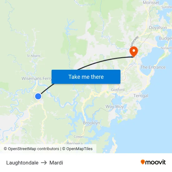 Laughtondale to Mardi map