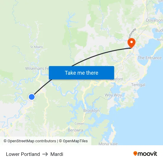 Lower Portland to Mardi map
