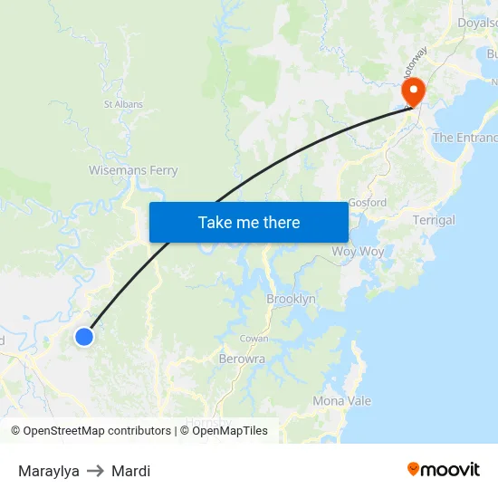 Maraylya to Mardi map