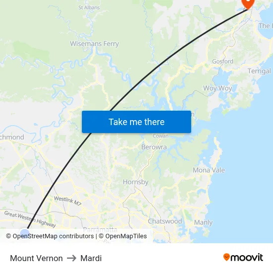 Mount Vernon to Mardi map