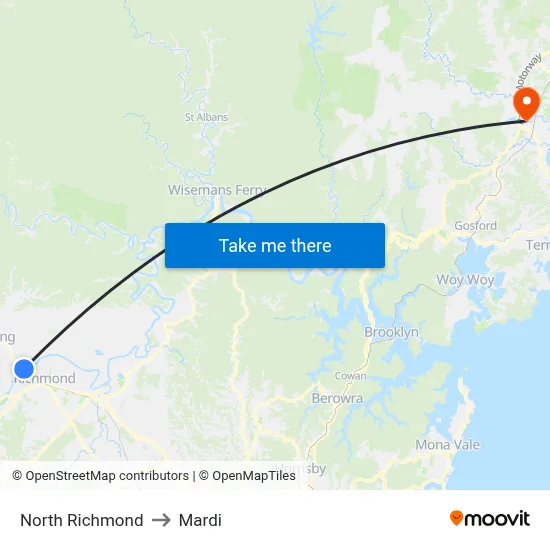 North Richmond to Mardi map