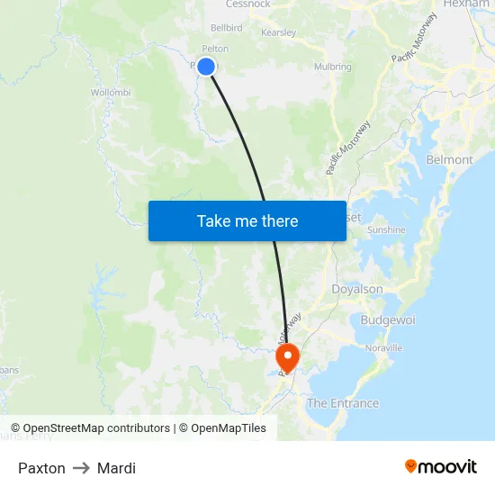 Paxton to Mardi map