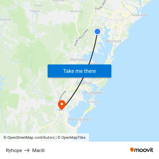 Ryhope to Mardi map