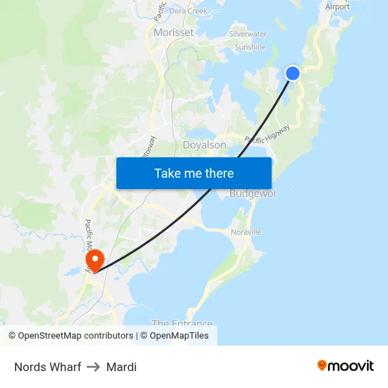 Nords Wharf to Mardi map