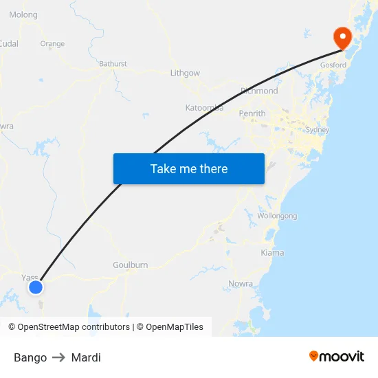 Bango to Mardi map