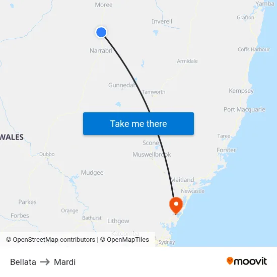 Bellata to Mardi map