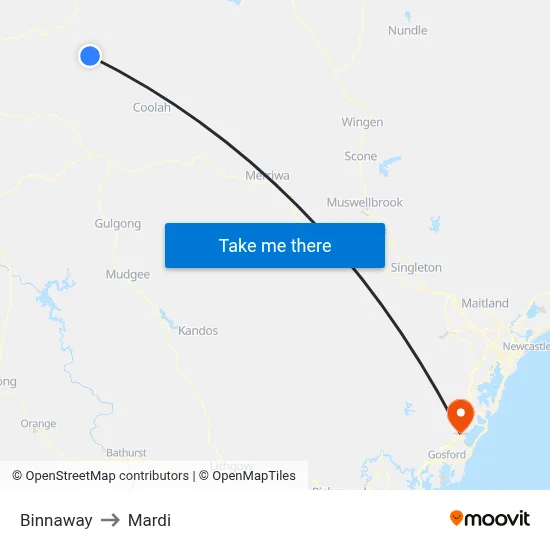 Binnaway to Mardi map