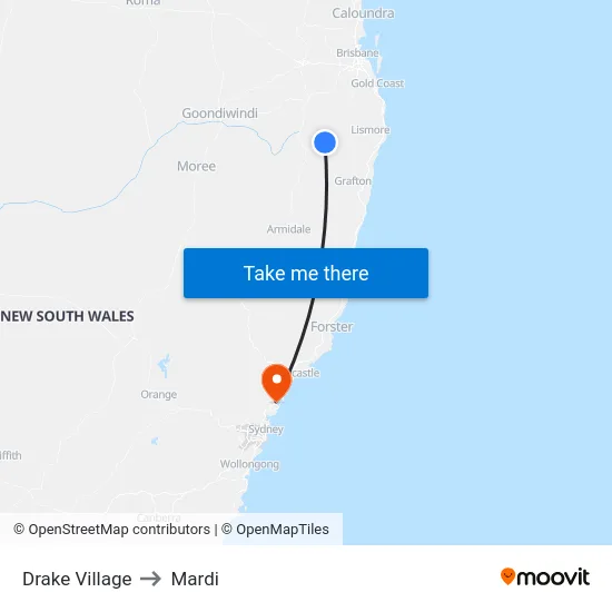 Drake Village to Mardi map