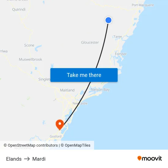 Elands to Mardi map