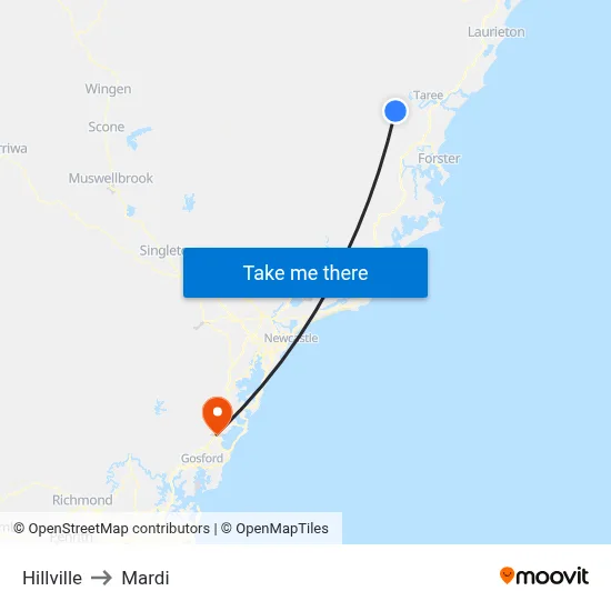 Hillville to Mardi map