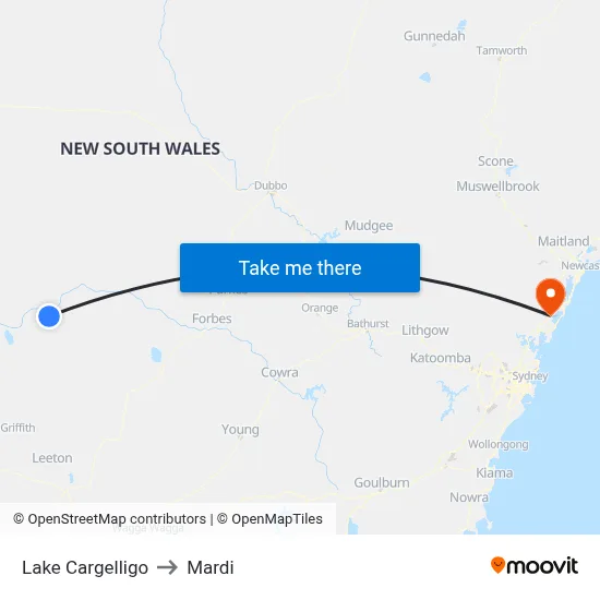 Lake Cargelligo to Mardi map