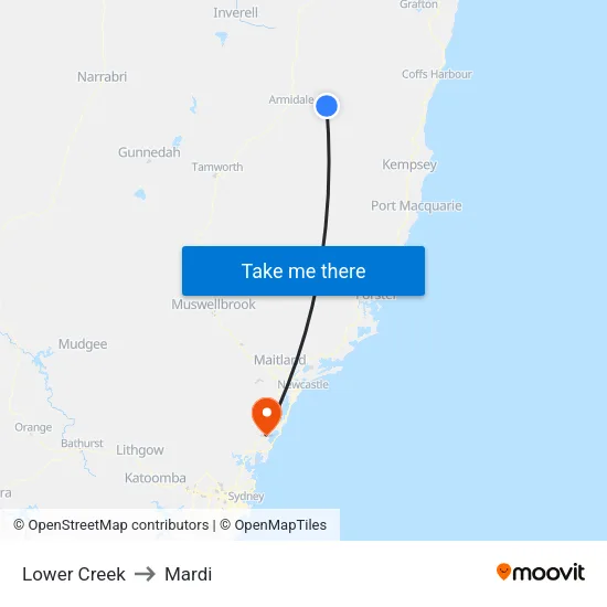 Lower Creek to Mardi map