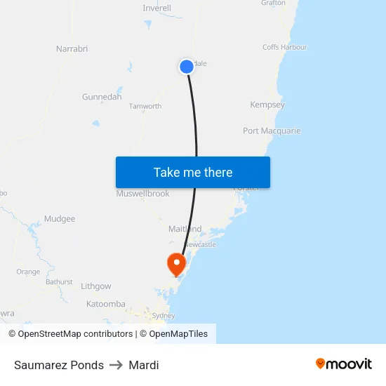 Saumarez Ponds to Mardi map