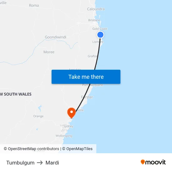 Tumbulgum to Mardi map