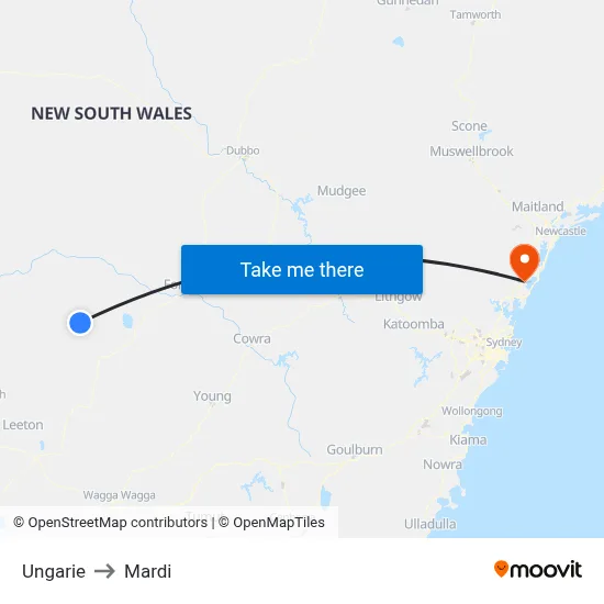 Ungarie to Mardi map