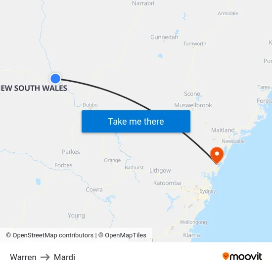 Warren to Mardi map