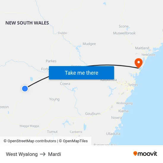 West Wyalong to Mardi map
