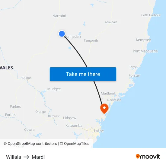 Willala to Mardi map