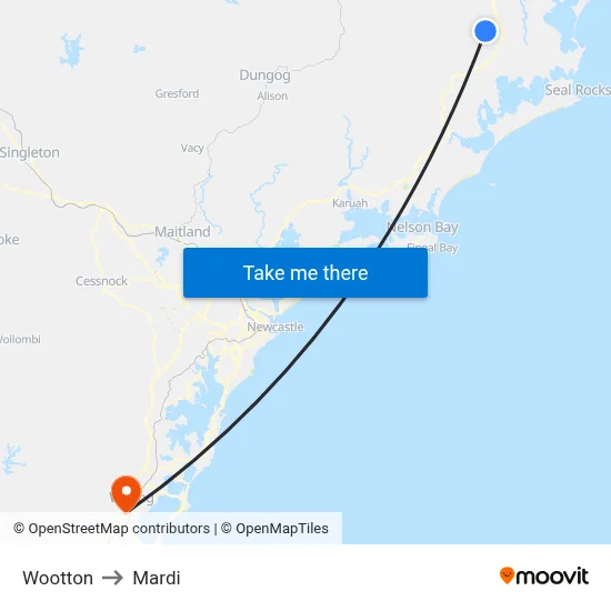 Wootton to Mardi map