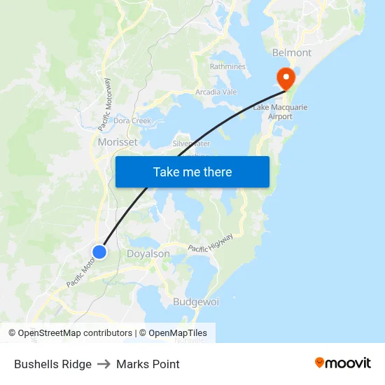 Bushells Ridge to Marks Point map