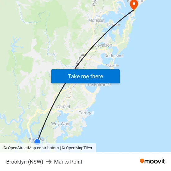 Brooklyn (NSW) to Marks Point map