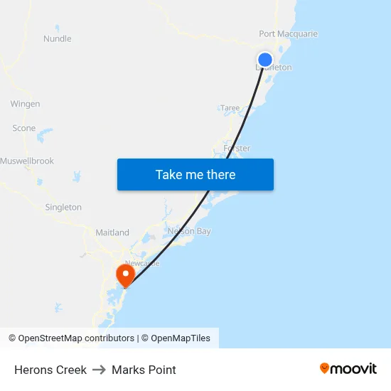 Herons Creek to Marks Point map