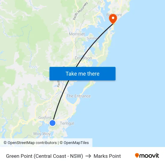 Green Point (Central Coast - NSW) to Marks Point map
