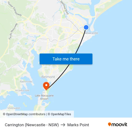 Carrington (Newcastle - NSW) to Marks Point map