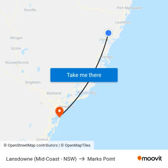 Lansdowne (Mid-Coast - NSW) to Marks Point map