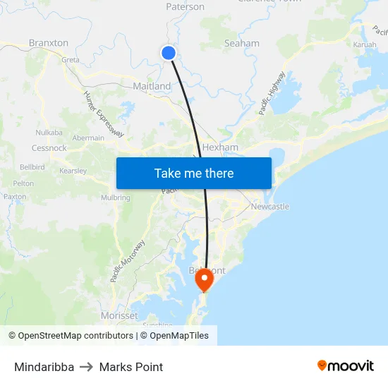 Mindaribba to Marks Point map