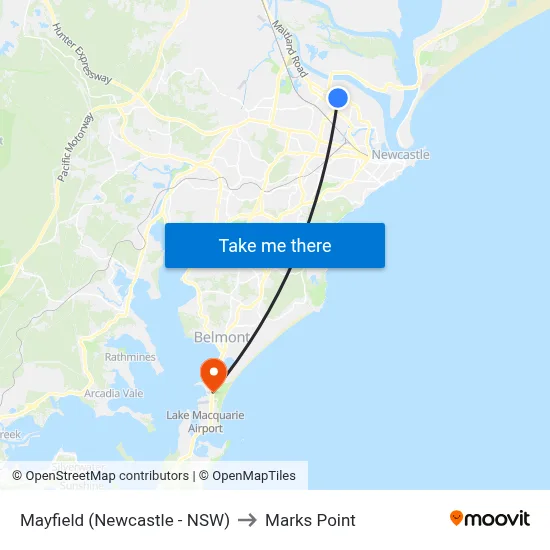 Mayfield (Newcastle - NSW) to Marks Point map