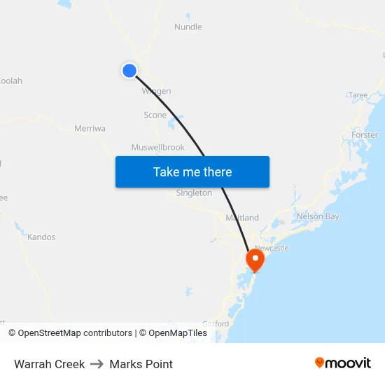 Warrah Creek to Marks Point map