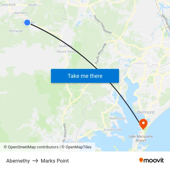 Abernethy to Marks Point map