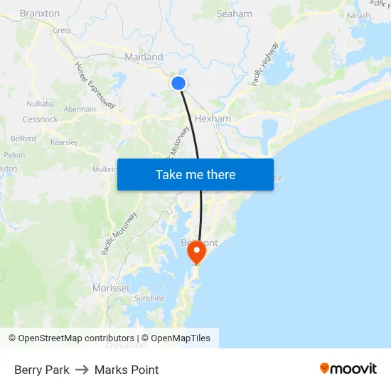 Berry Park to Marks Point map