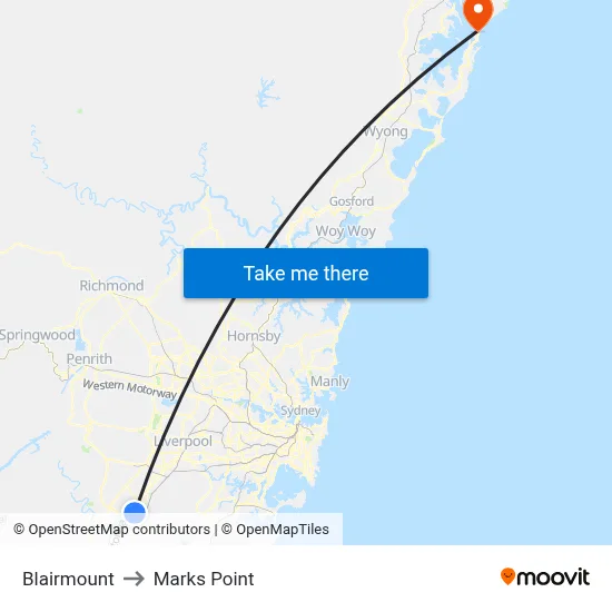 Blairmount to Marks Point map