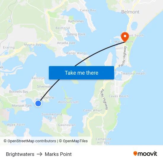 Brightwaters to Marks Point map