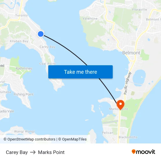 Carey Bay to Marks Point map