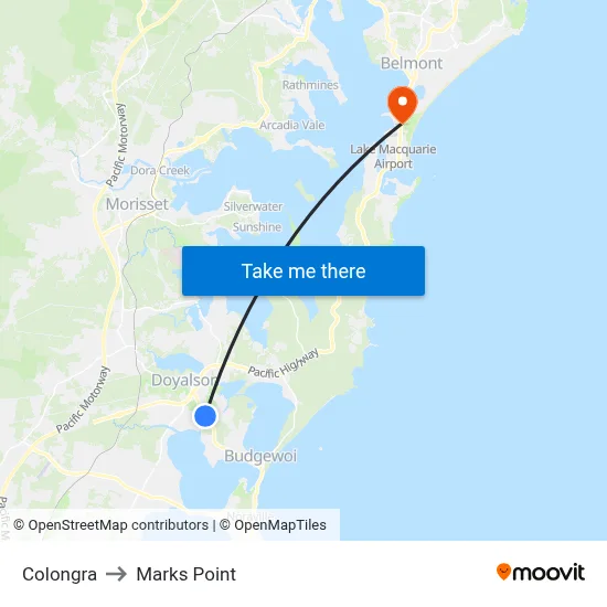 Colongra to Marks Point map