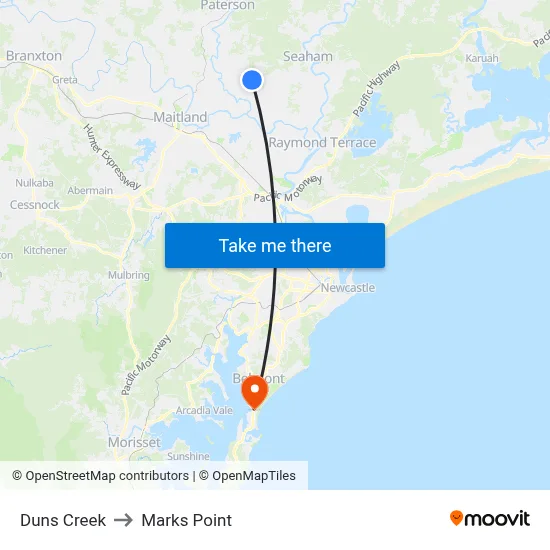 Duns Creek to Marks Point map
