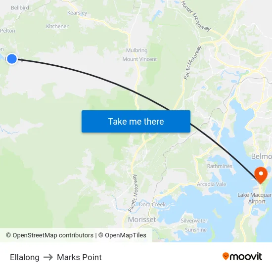 Ellalong to Marks Point map