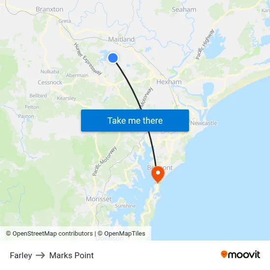 Farley to Marks Point map
