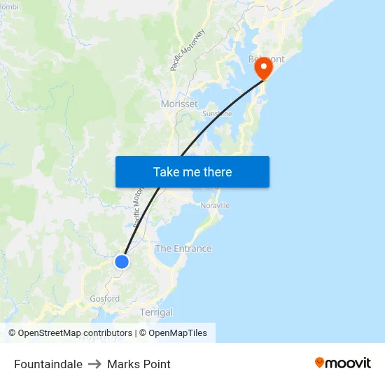 Fountaindale to Marks Point map