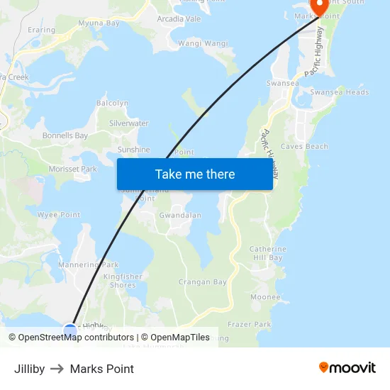 Jilliby to Marks Point map