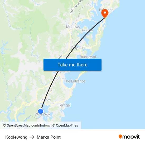 Koolewong to Marks Point map