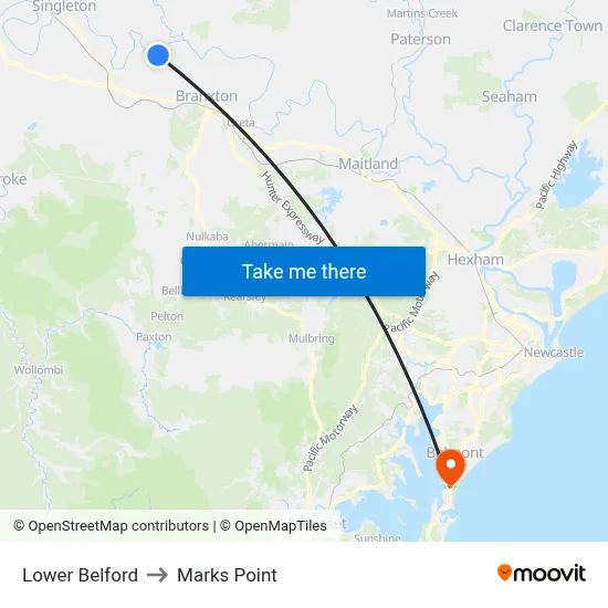 Lower Belford to Marks Point map