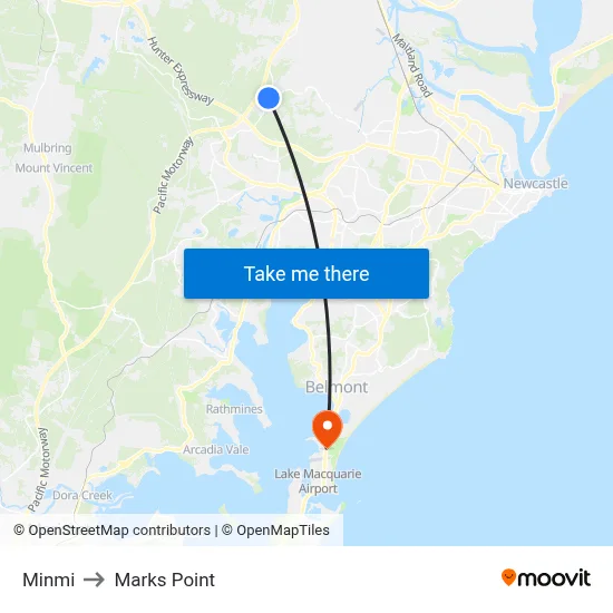 Minmi to Marks Point map