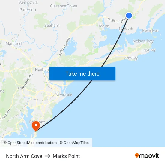 North Arm Cove to Marks Point map