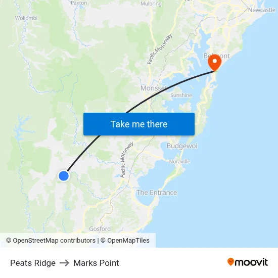 Peats Ridge to Marks Point map