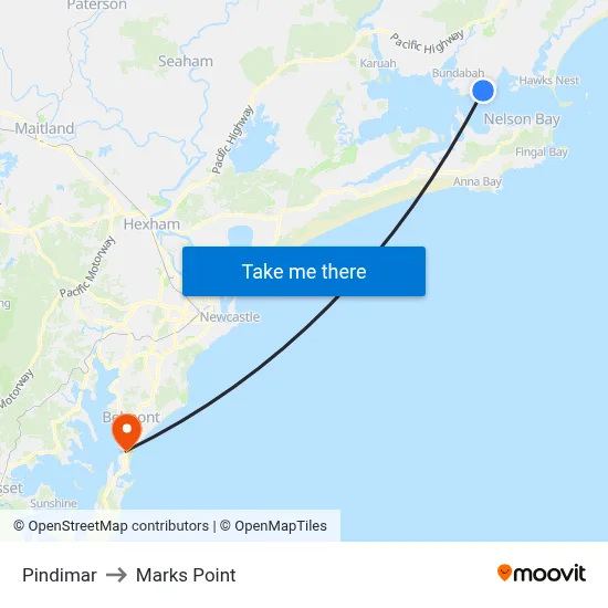 Pindimar to Marks Point map