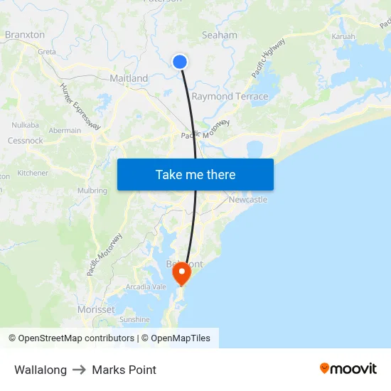 Wallalong to Marks Point map